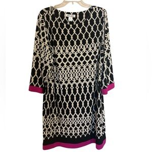 Laura Jeffries Plus Size Jersey Dress Black White with Pink Accent Size 18W